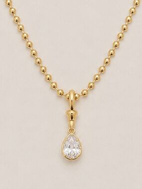 New! Gold Water Drop Pendant Ball Chain Necklace NWOT 1067